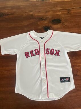 Majestic White & Red Boston Red Sox Kids Jersey